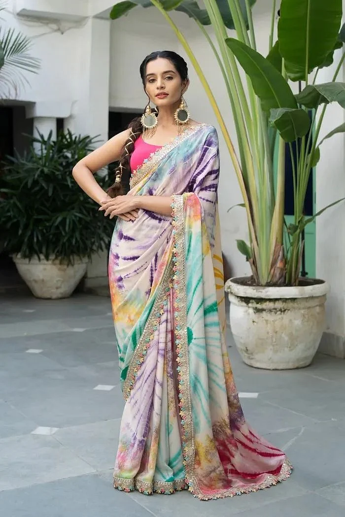 Multi Colored Border Saree