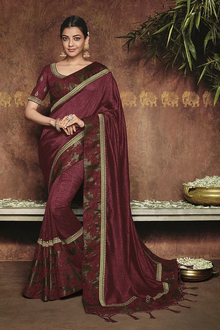 Burgundy Saree Designs 7