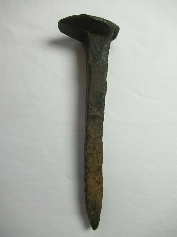 Vintage Hammered Metal Rail Spike Railroad Nail 6 Primitive Iron