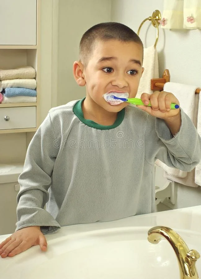 Kid brushing teeth stock image Image of caucasian race 13849091