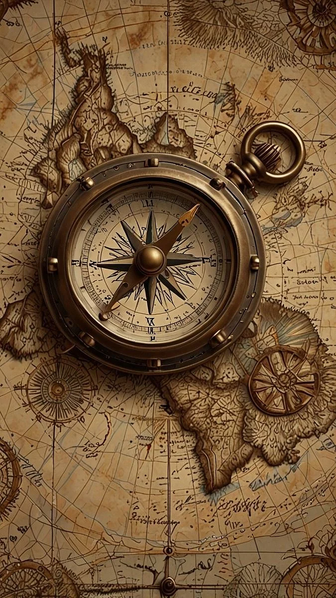 Ancient Compass and Weathered
