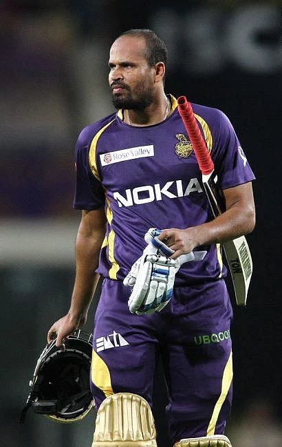 Yusuf Pathan of Kolkata Knight Riders walks off in…