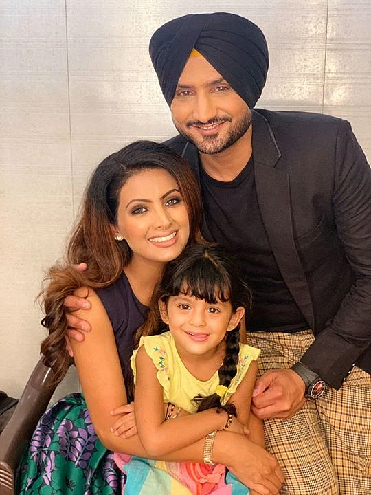 Harbhajan Singh with wife Geeta Basra and daughter…