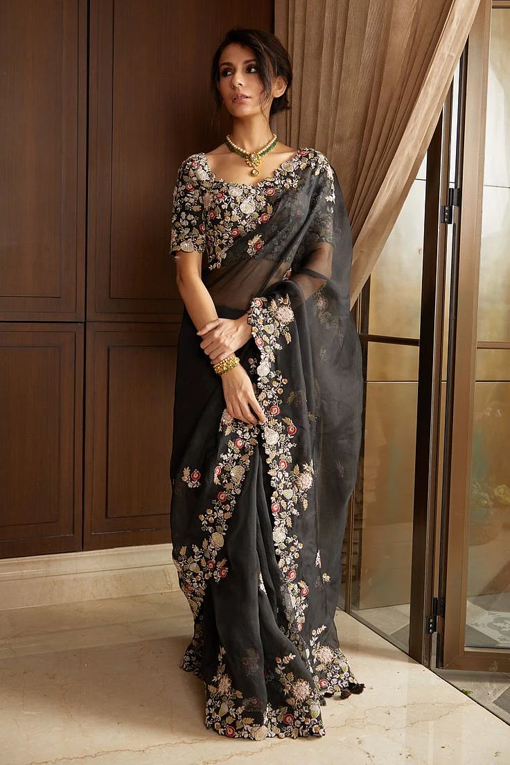 Black Organza Saree