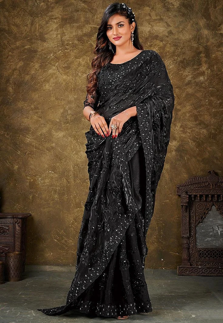Black Organza Saree 10