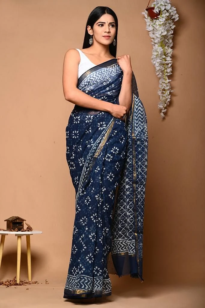 Block Hand Print Saree 5
