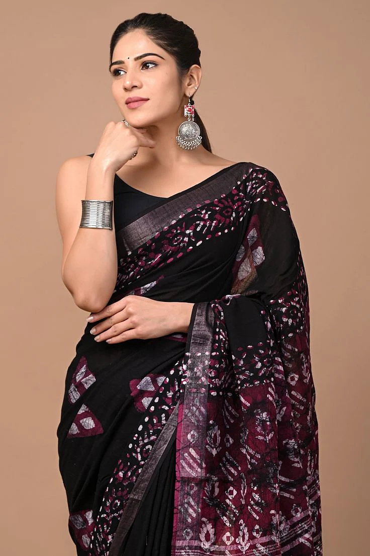 Block Hand Print Saree 8