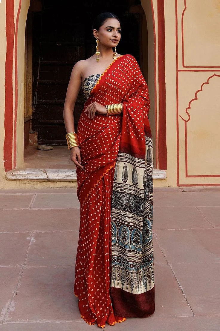 Block Hand Print Saree 9