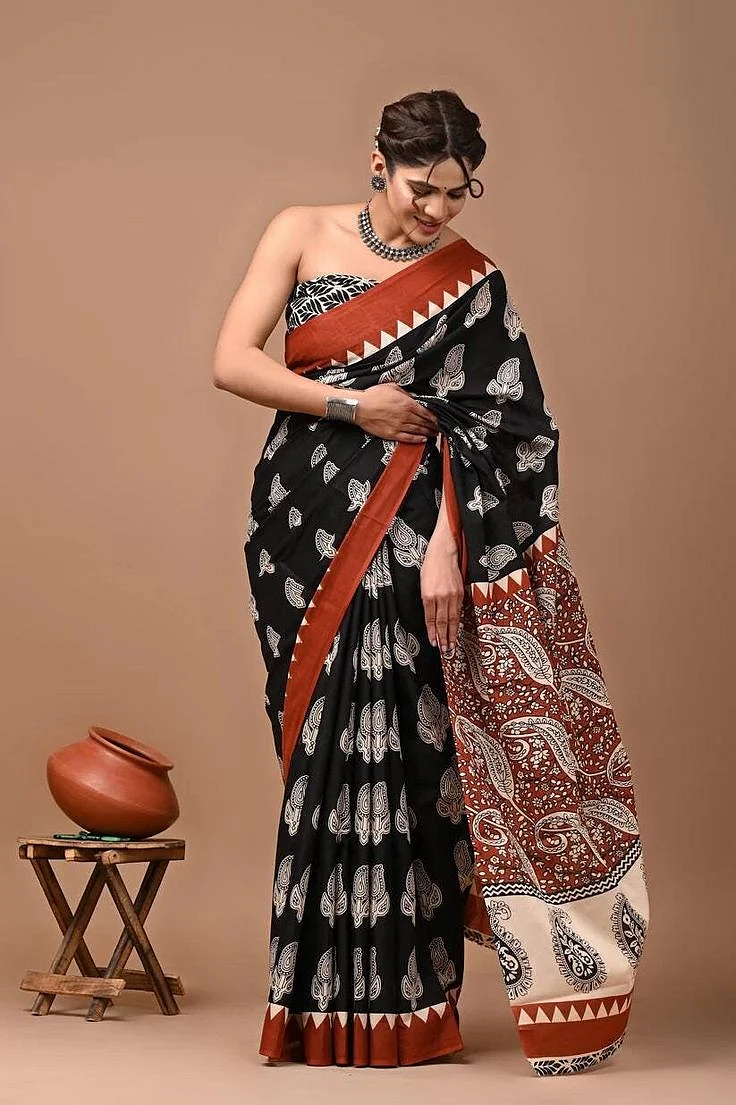 Block Hand Print Saree