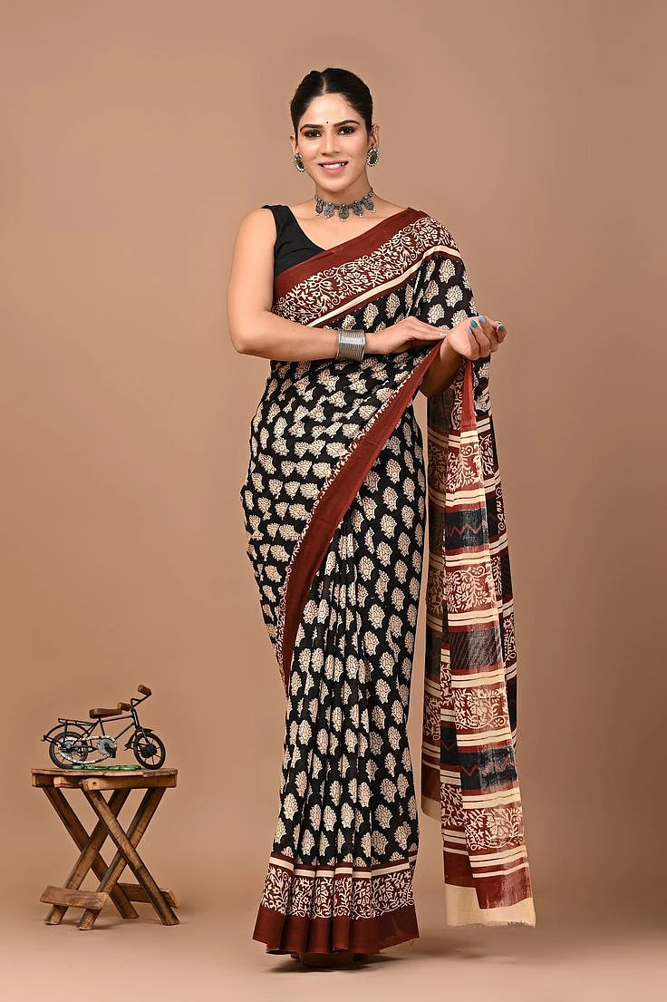 Block Hand Print Saree 7
