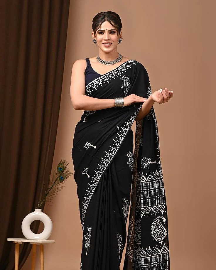 Block Hand Print Saree 11