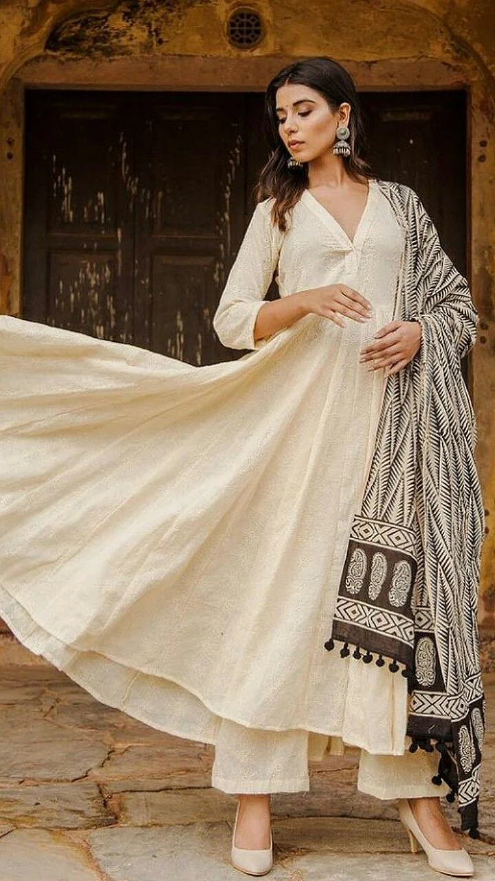 white anarkali