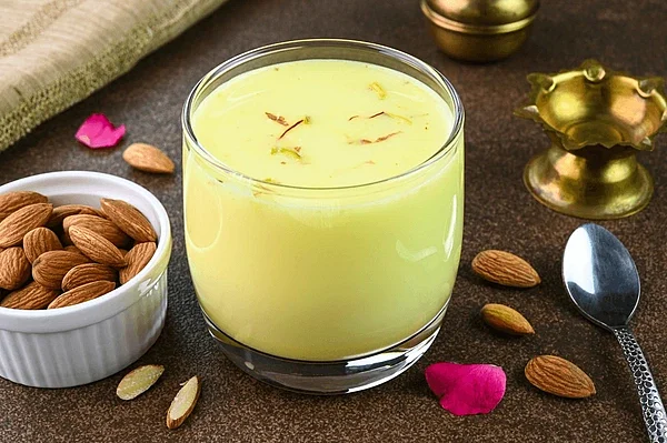 badam drink served glass cup 600nw 2298390181