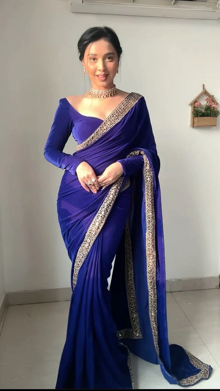 Royal Blue Saree with Shimmer and Gota Patti