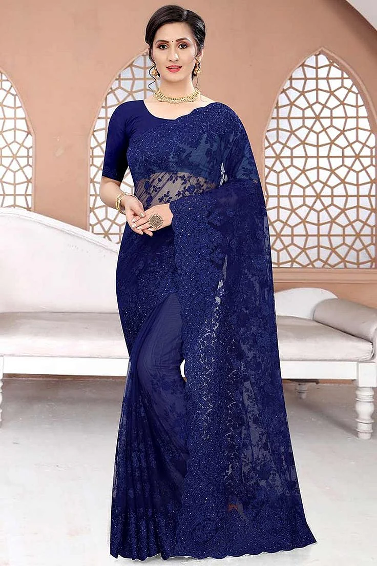 Custom Made Royal Blue Saree