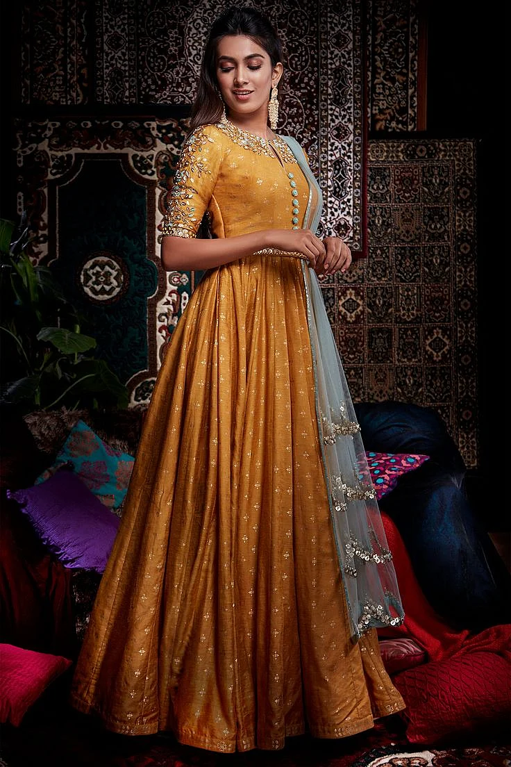 Button Detail Anarkali Suit
