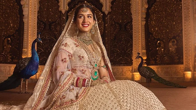 radhika merchants wedding lehenga was designed by abu jani sandeep khosla 124811787