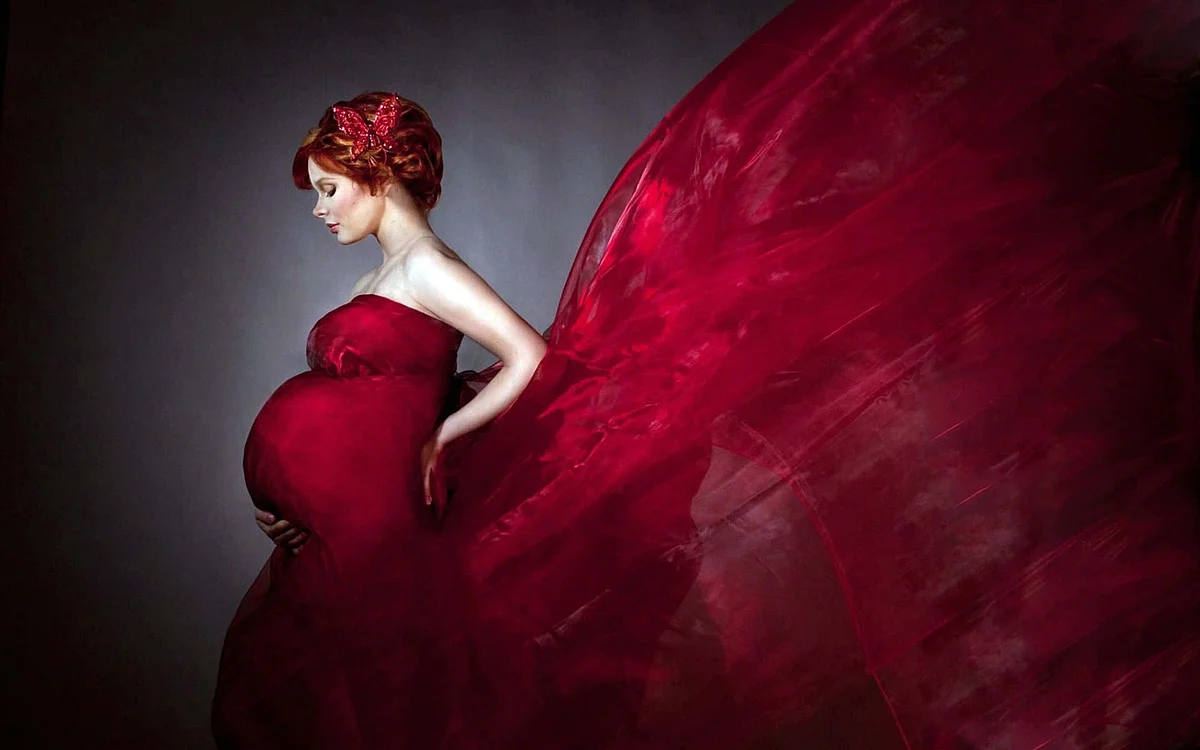 pregnant woman in red digital art e914uvr58ngcy3np