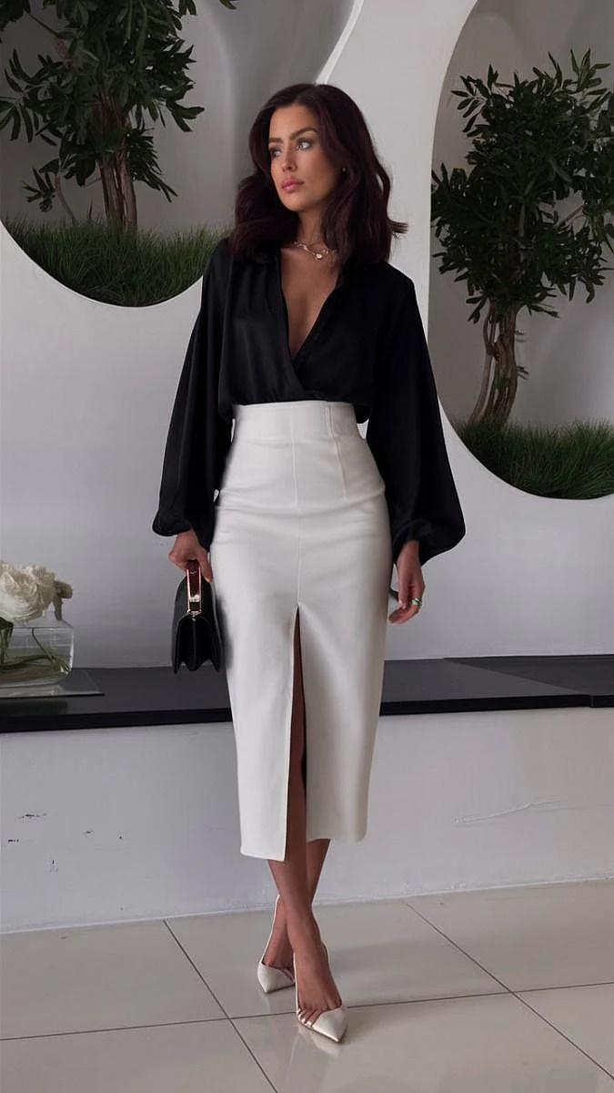 pencil skirt and top