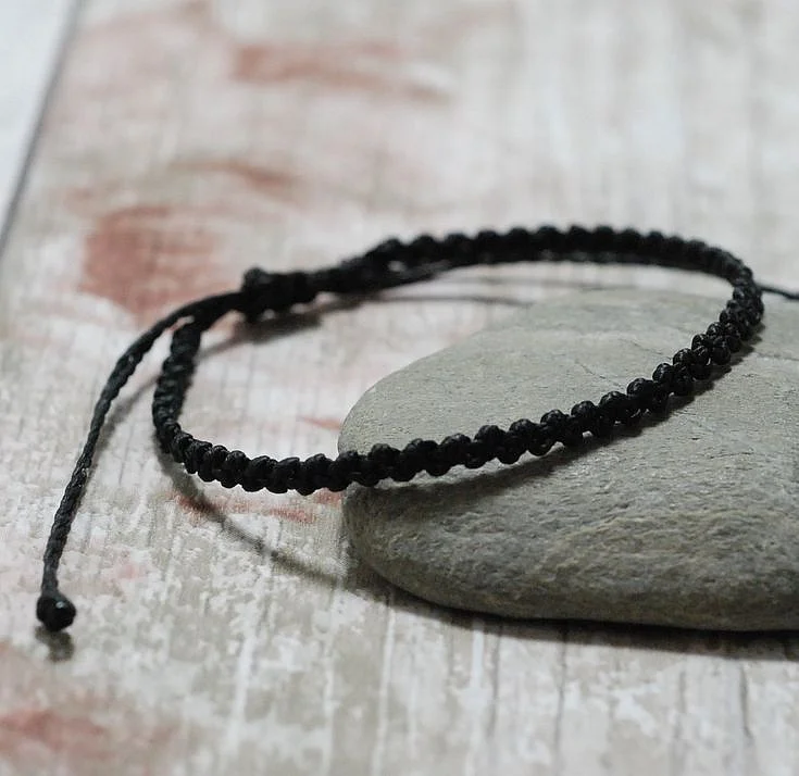 Black Braided Bracelet Boho Jewellery Cord Bracelet Macrame Bracelet Skinny Bracelet Adjustable String Bracelet Friendship Bracelet Etsy UK