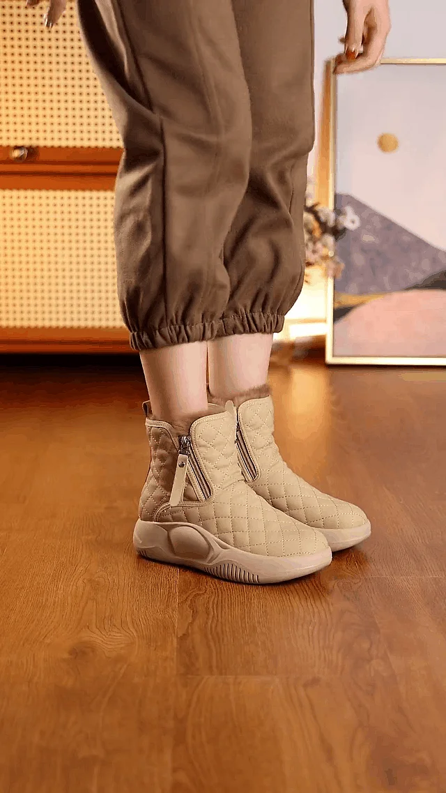 Womens High Top Thick Sole Waterproof Snow Boots