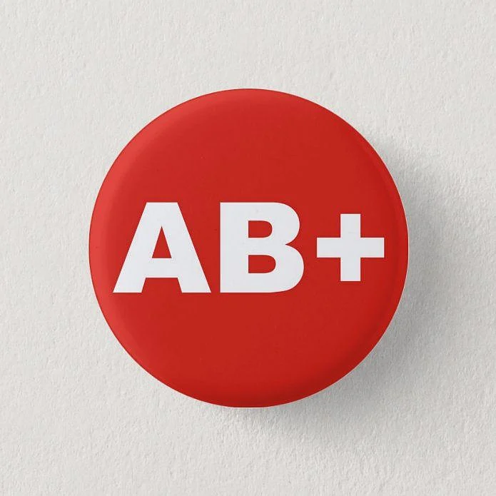 AB Blood Type Group Rh Rhesus Positive Badge Button Zazzle