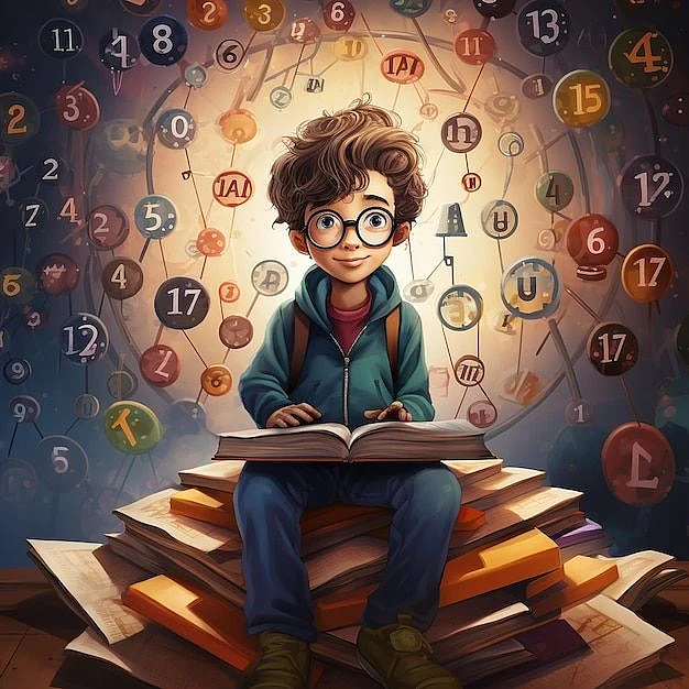 Premium Photo Math Genius Typography Font Design with Boy and Numbers