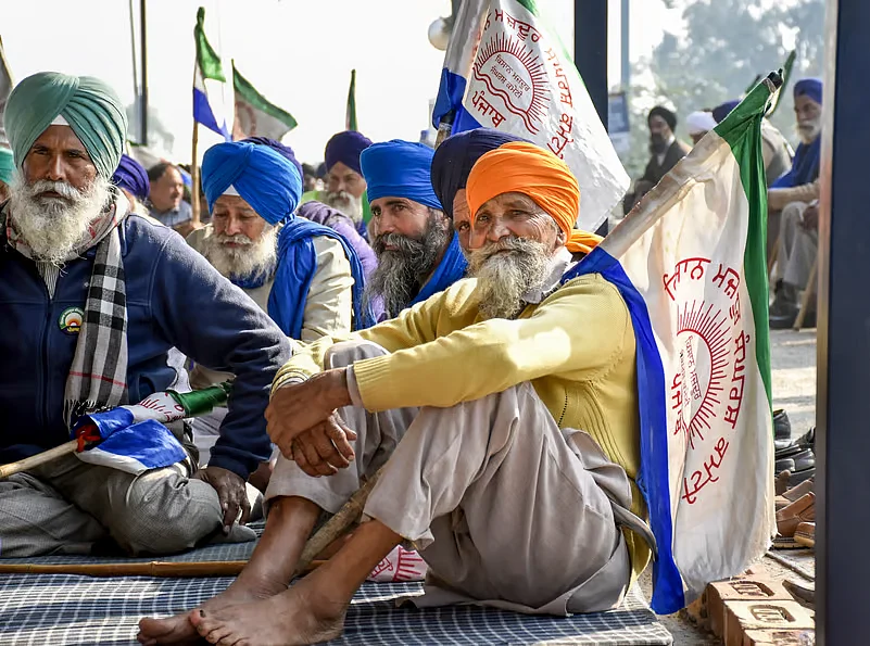 Protesting farmers at Shambhu border