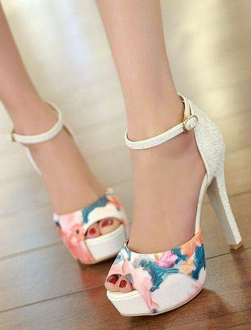 floral high heels