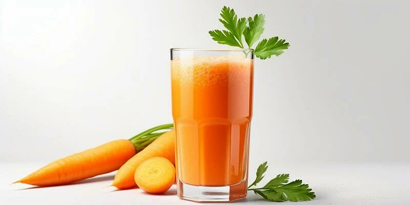close up of fresh carrot juice with vegetables isolated on white background copy space ai generative photo
