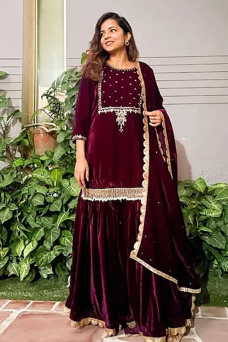 Velvet sharara suit 3