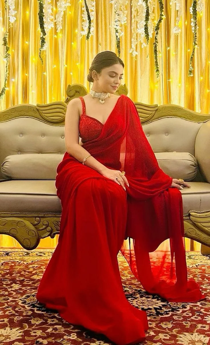 Chiffon Red Saree