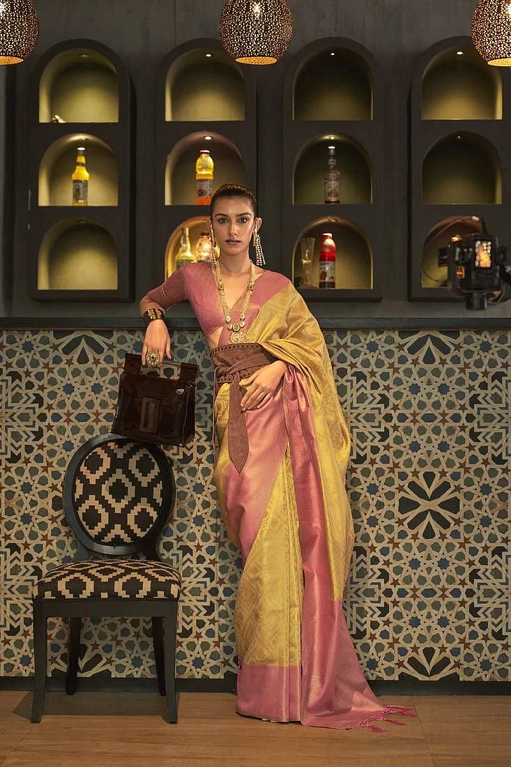 Timeless Luxury Golden Woven Silk Saree