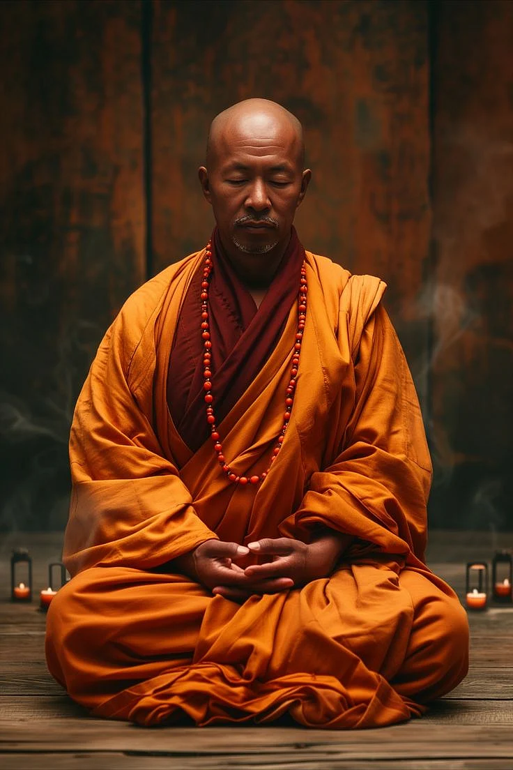 Tranquil Solitude A Monk in Deep Meditation Inspired by Tibetan Serenity