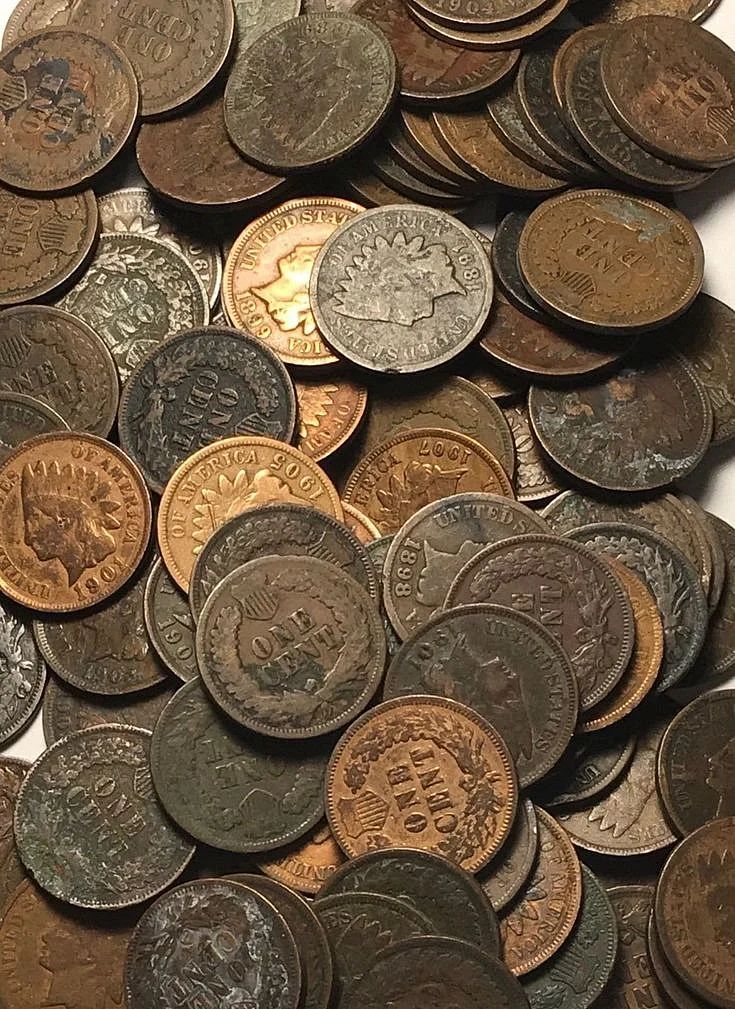 Lot of 50 Coins 1 ROLL Average Circulated Indian Head Cent Pennies FREE SHIPPING