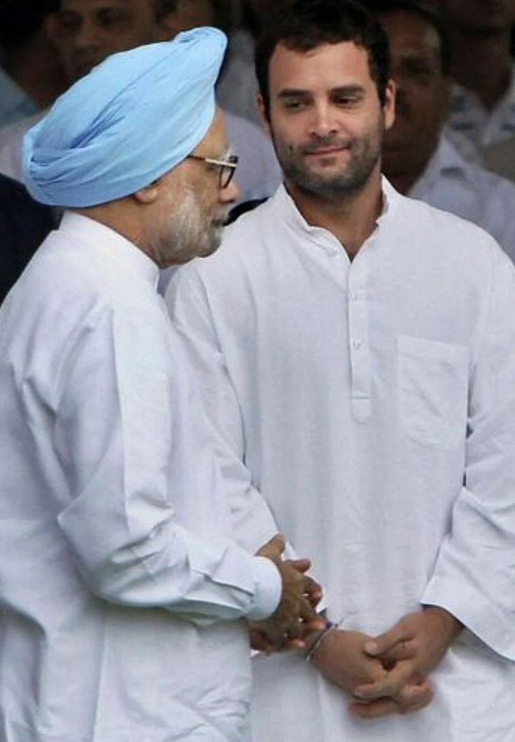 Rahul Gandhi with Manmohan Singh