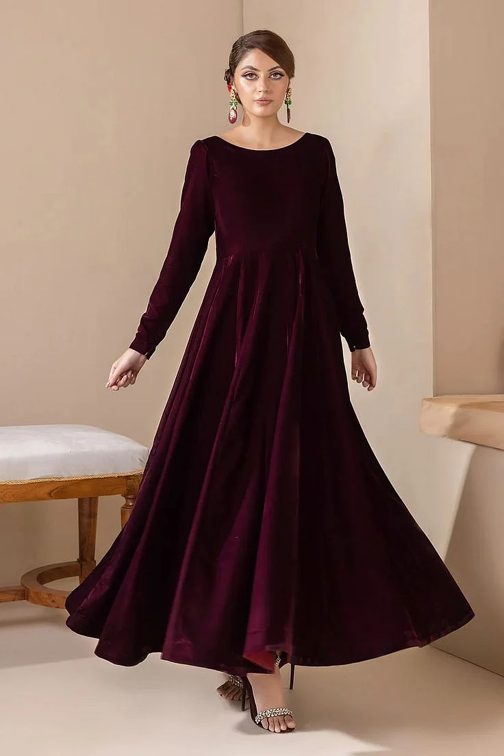 Dark Purple Velvet Anarkali
