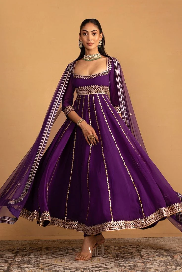 Purple Gown Style Anarkali