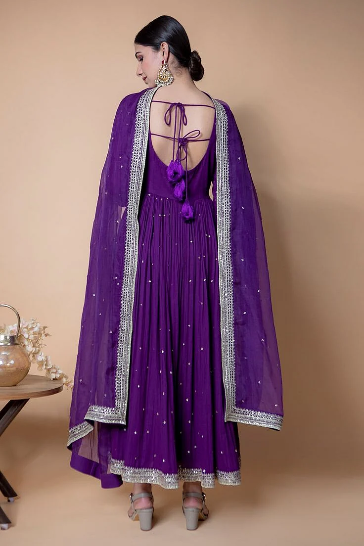 Emerald Cutwork Purple Anarkali