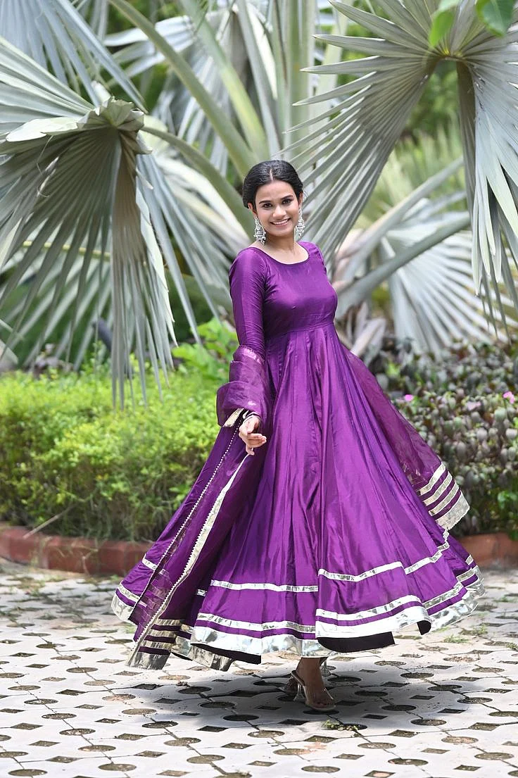 Muted Purple Chikankari Anarkali