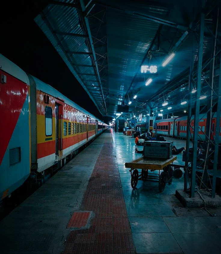 Platform railway station Indian Railways Rail Train Night