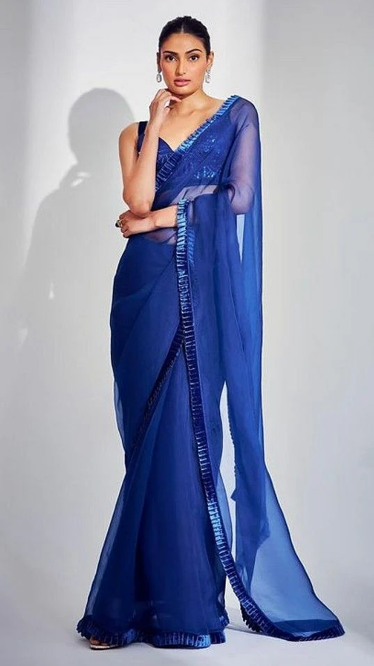 Chiffon Blue Saree