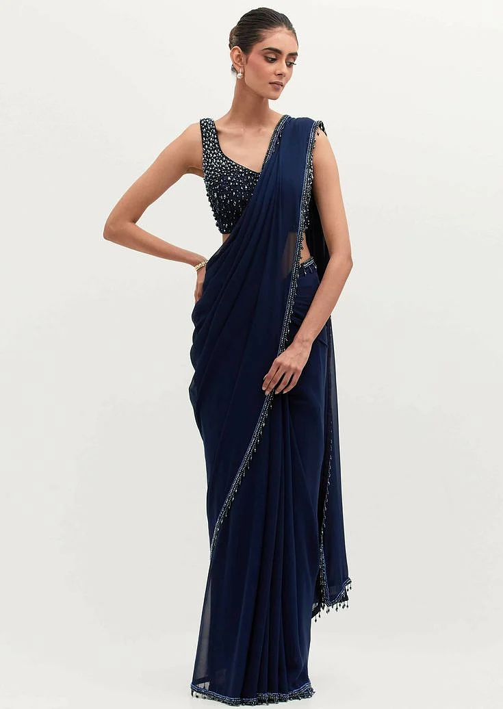 Georgette blue saree
