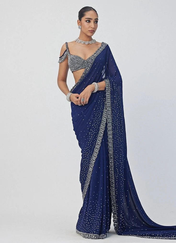 Embroidered blue saree