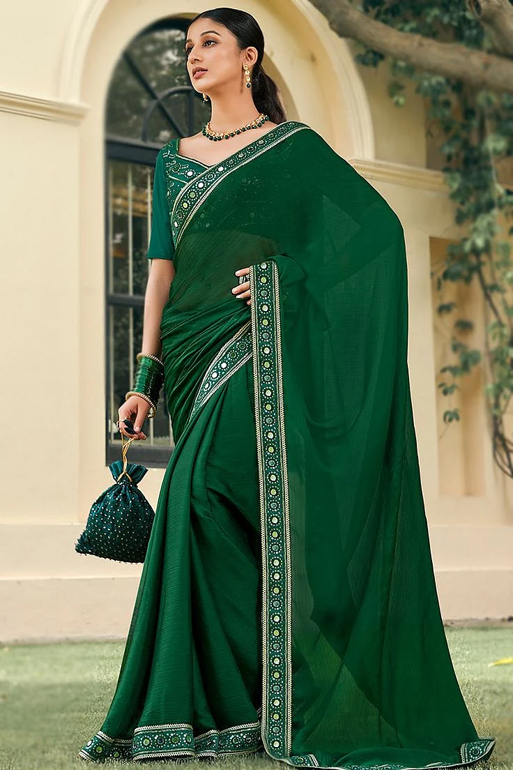 Mirror Work Green Blouse