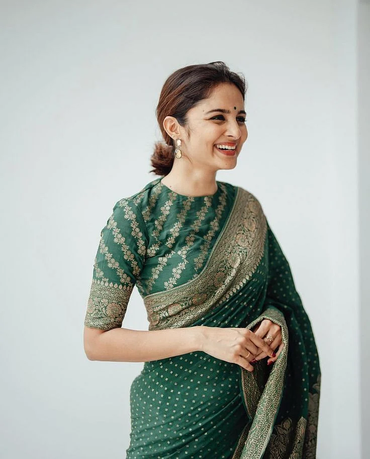 High Neck Green Blouse