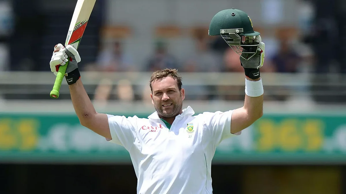 south african batsman jacques kallis reacts after scoring a