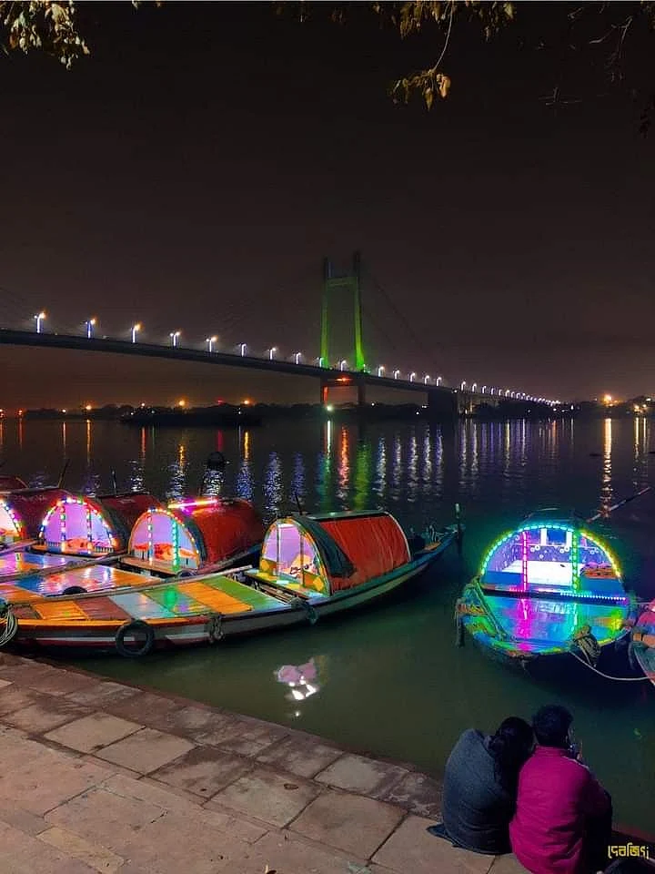 Night view prinsep ghat kolkata