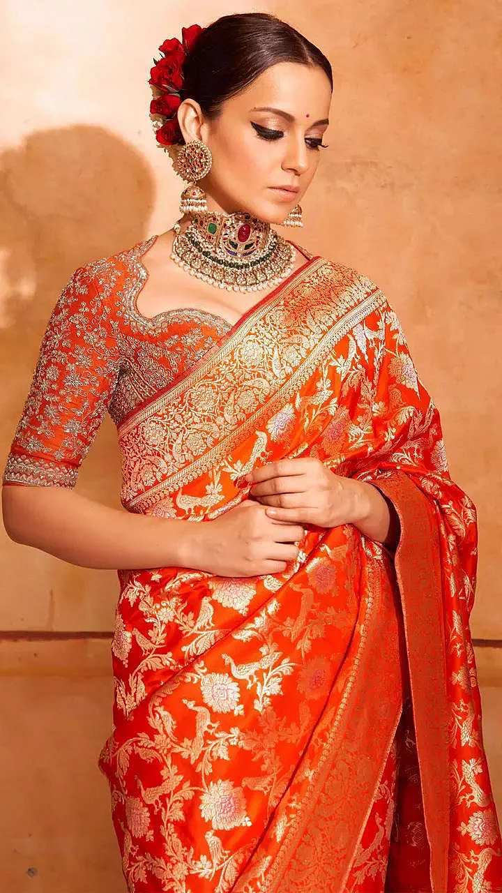 kangana ranaut in orange sareef