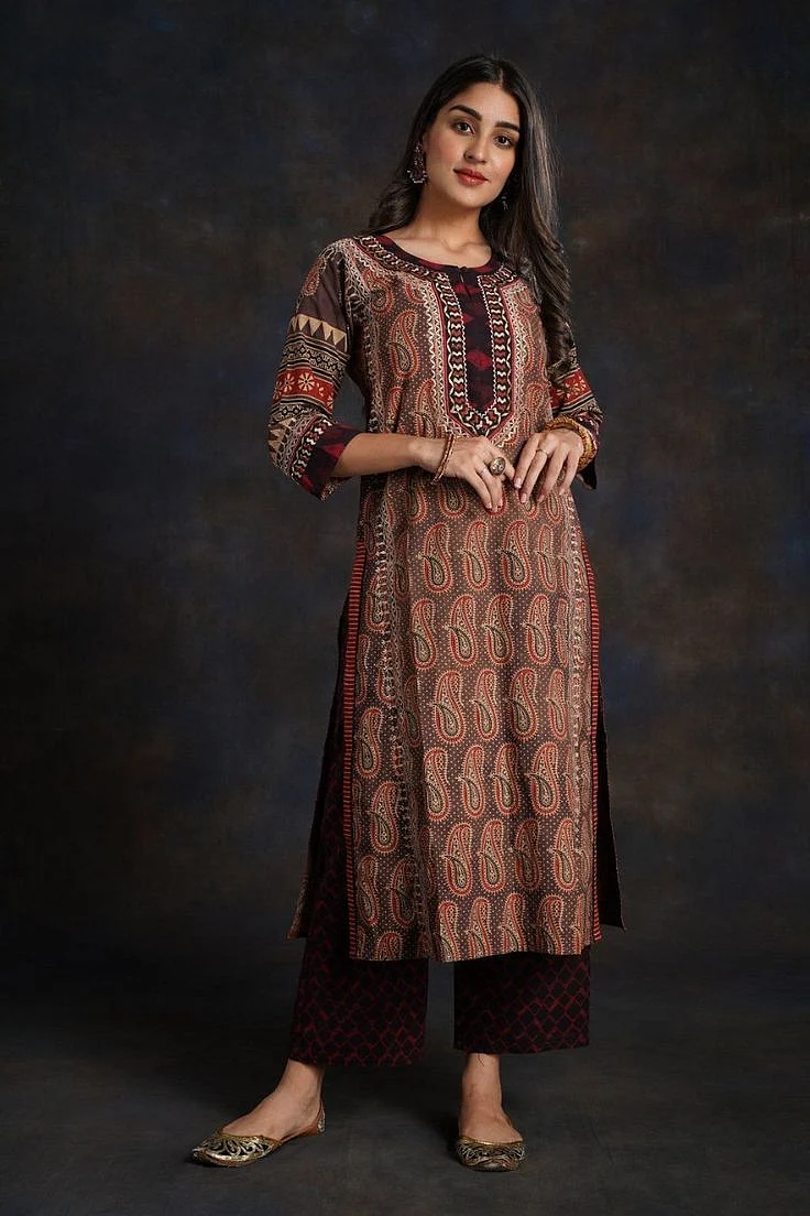 Ajrakh Print Kurti Design 6